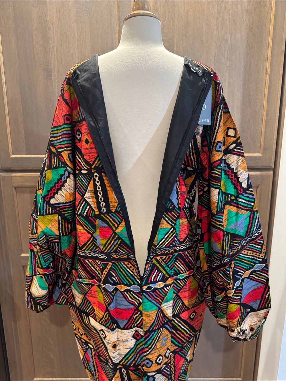 MAE OTTI-AFRICAN PRINT puffed long sleeve DRESS - Picture 5 of 16
